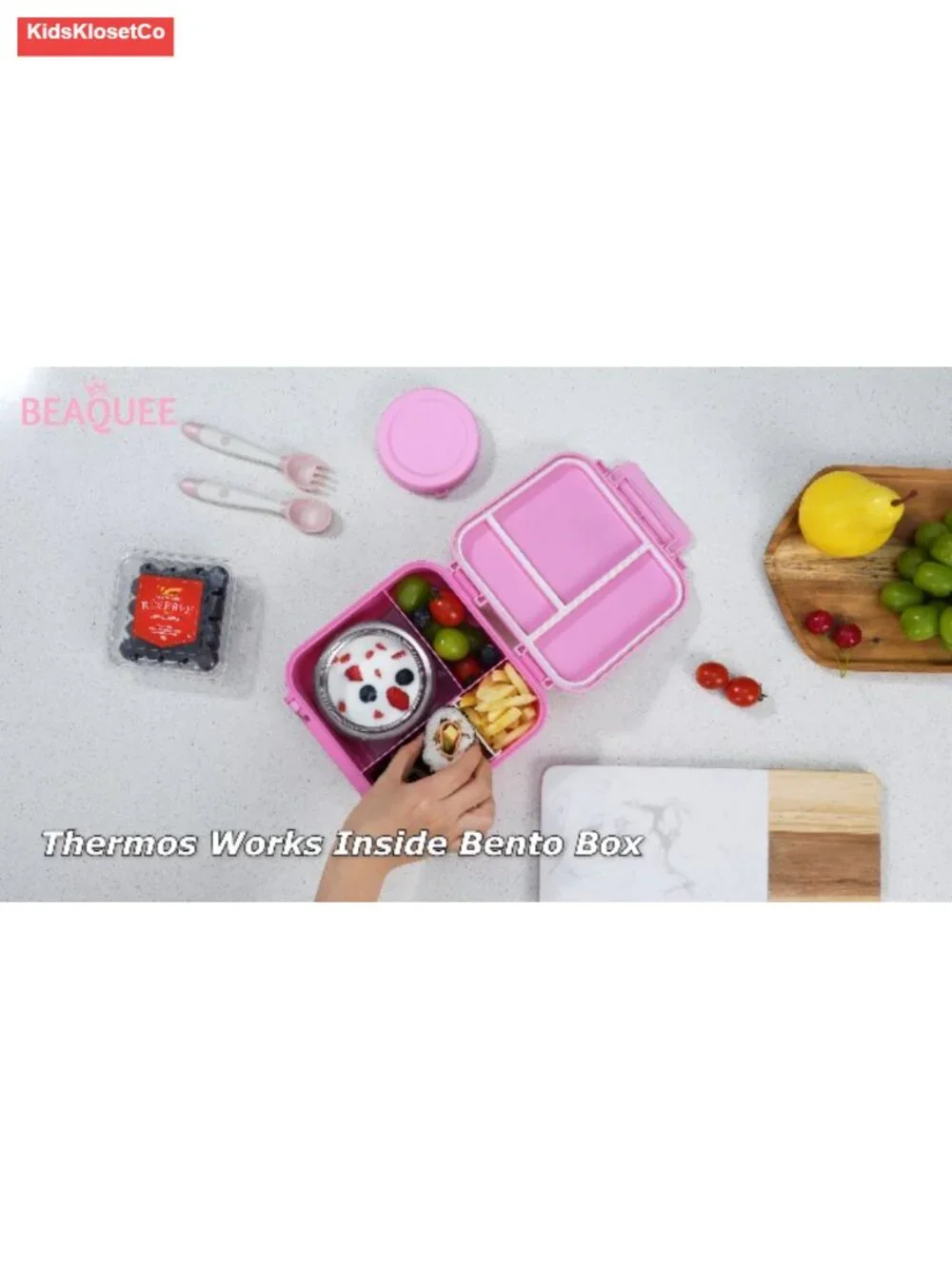 Kids Insulated Lunch Bag Set with Bento Box, Thermos